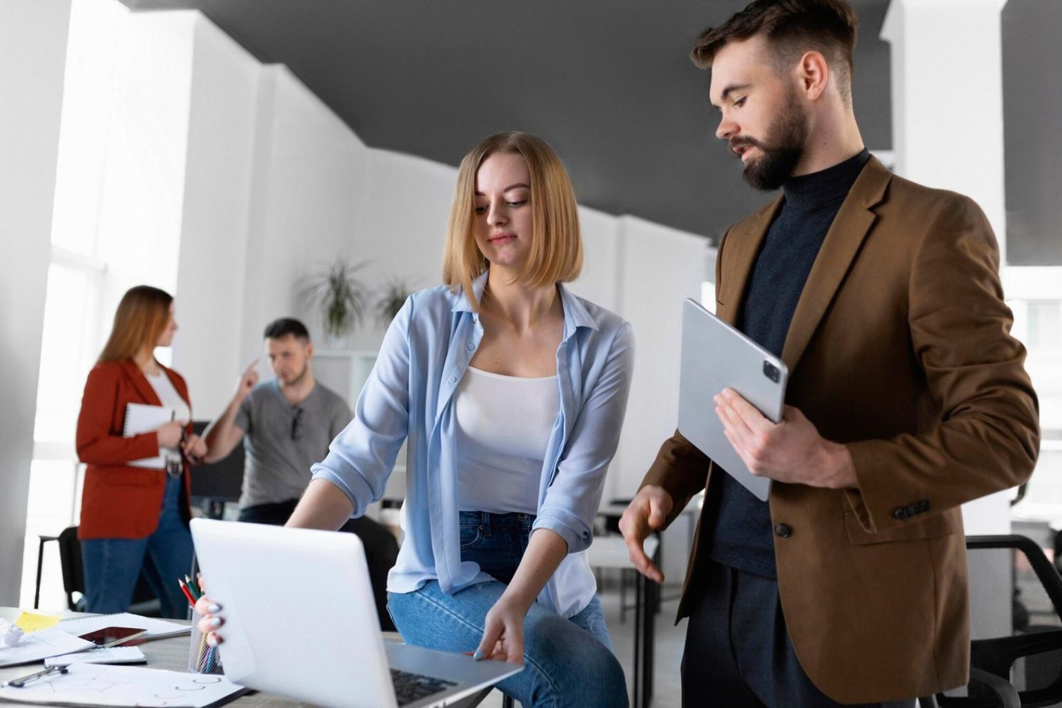 Financial analysis workspace showing charts and business metrics